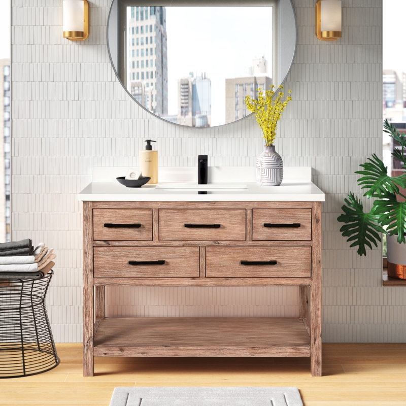 Chloe 42'' Single Bathroom Vanity with Quartz Top