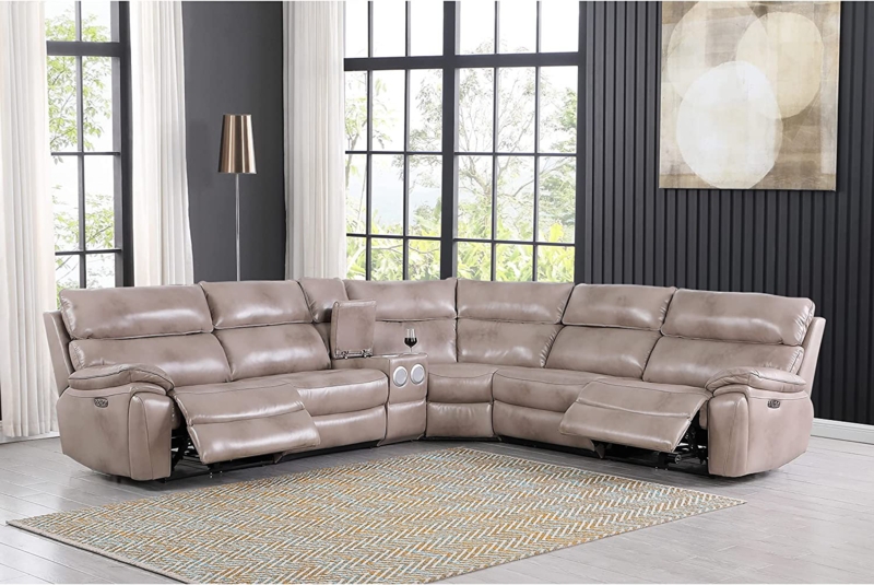 Clatskanie 6 - Piece Leather Power Reclining Sectional