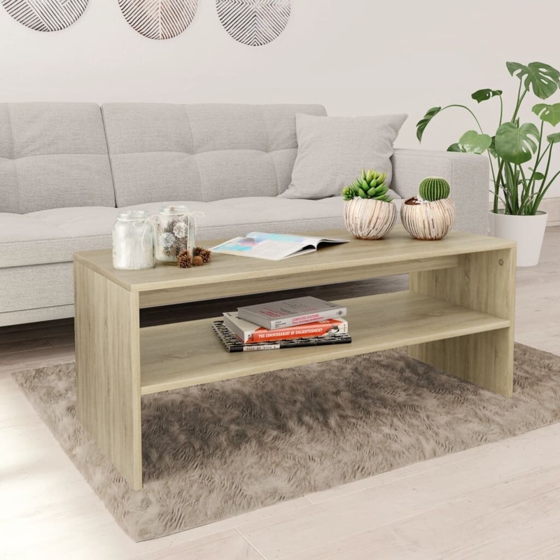 Coffee Table End Table Accent Sofa Table with Storage Engineered Wood