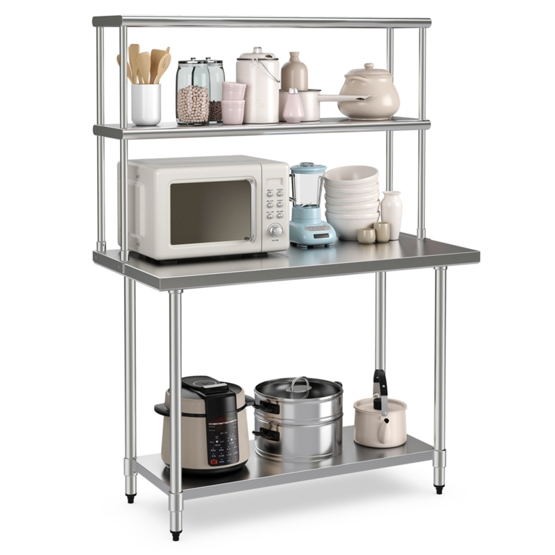 Costway Stainless Steel 48'' L x 30'' W x 69'' H Work Tables