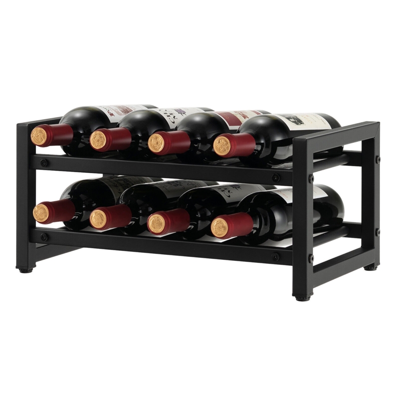 Crayford 8 Bottle Open Shelving Wine Bottle Rack in Black