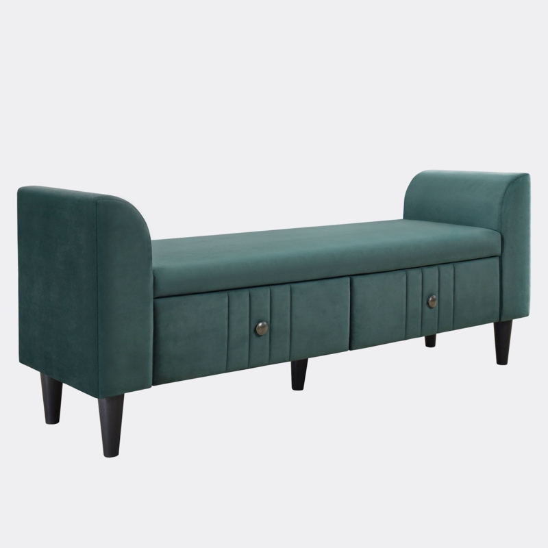Crishaun Velvet Upholstered Storage Bench