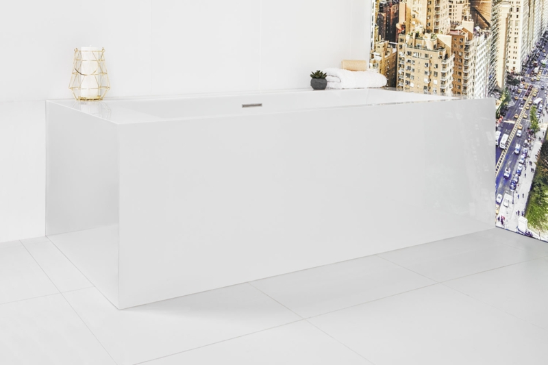 Cube 72" x 40" Freestanding Solid Surface Soaker Tub
