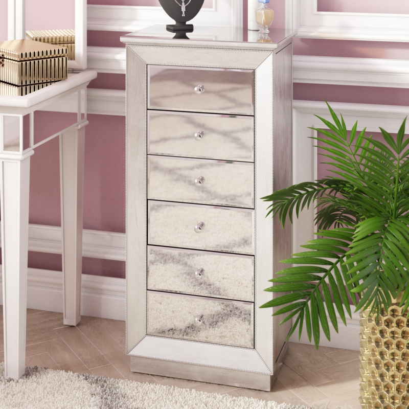 Cybil 18'' Wide Freestanding Jewelry Armoire with Mirror