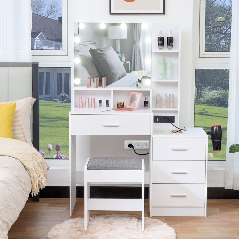 Dannyell Large Vanity Set with Stool and Mirror
