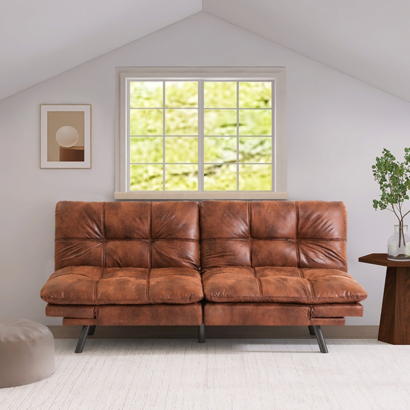 Darnetha 71" Convertible Faux Leather Futon Twin Size