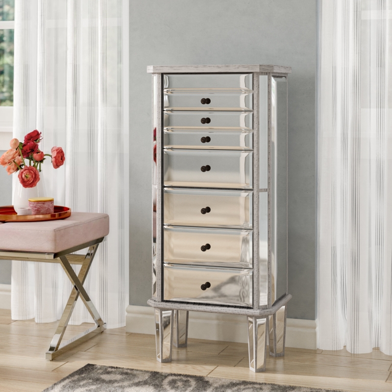 Dasheil 18'' Wide Freestanding Jewelry Armoire with Mirror