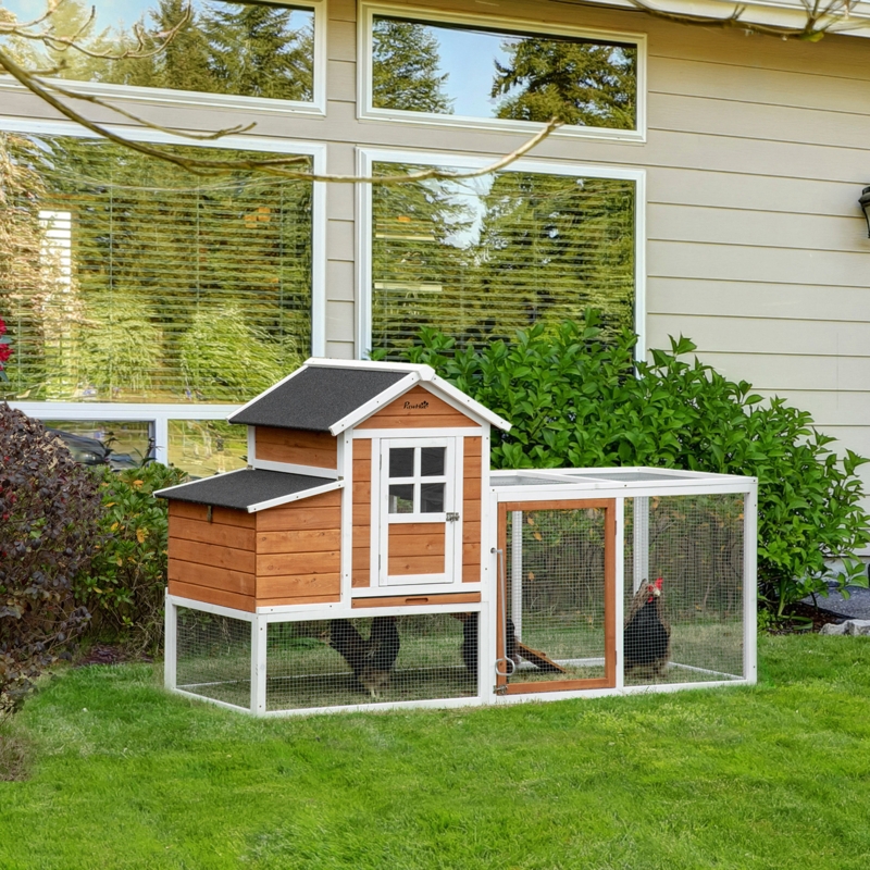 Delannie 16.3 Square Feet Chicken Coop with Chicken Run For Up To 4 Chickens