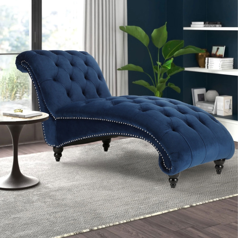 Delisca Velvet Chaise Lounge