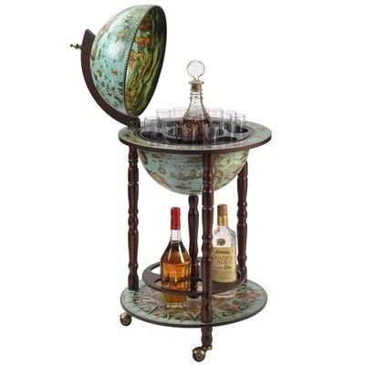 Design Toscano Sixteenth Century Cielo Blue Replica Globe Bar Cabinet
