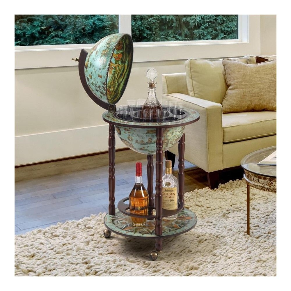 Design Toscano Sixteenth Century Cielo Blue Replica Globe Bar Cabinet