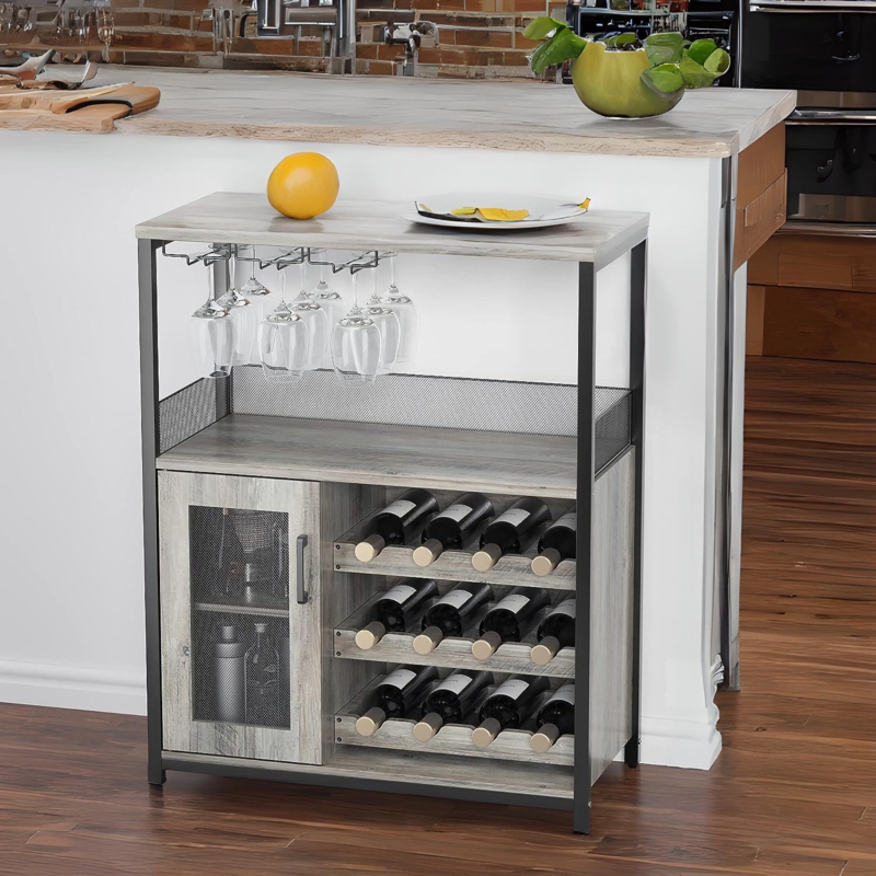 Destry Floor Wine Bottle u0026 Glass Rack