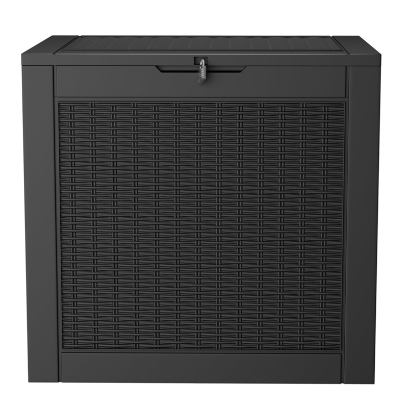 Devoko 32 Gallons Water Resistant Resin Lockable Deck Box in Black