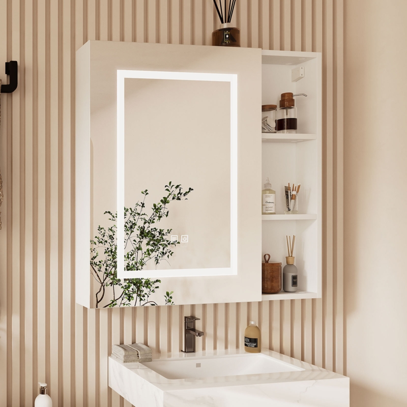 Deyci 27.6'' W 27.6'' H Surface Frameless Medicine Cabinet with Mirror and 5 Fixed Shelves
