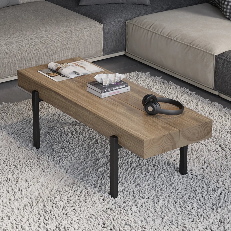 Dorcaster 39" Modern Natural Rectangular Coffee Table Pine Wood Top