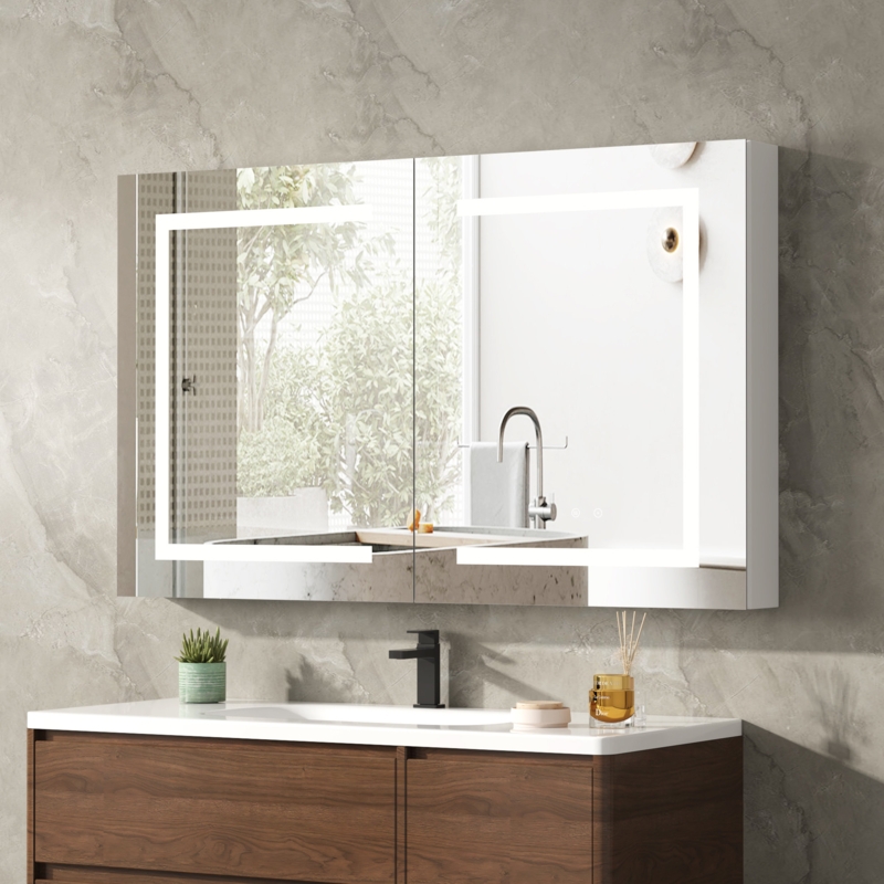 Dreydon 36'' W 24'' H Wall Mount Frameless Medicine Cabinet with Mirror and 3 Adjustable Shelves