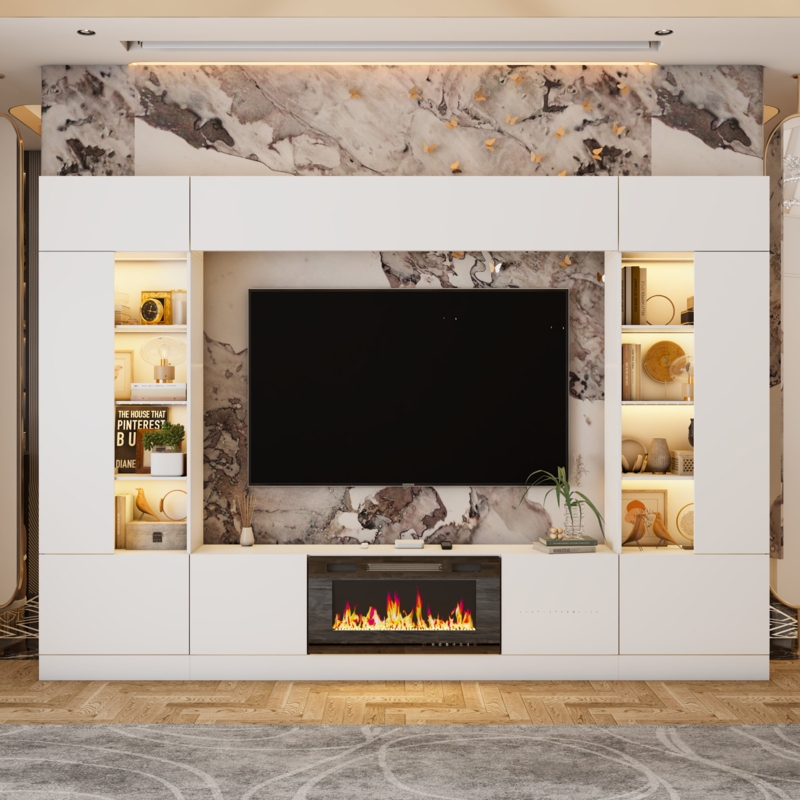 Druminagh Entertainment Center for TVs up to 65" with Electric Fireplace Included