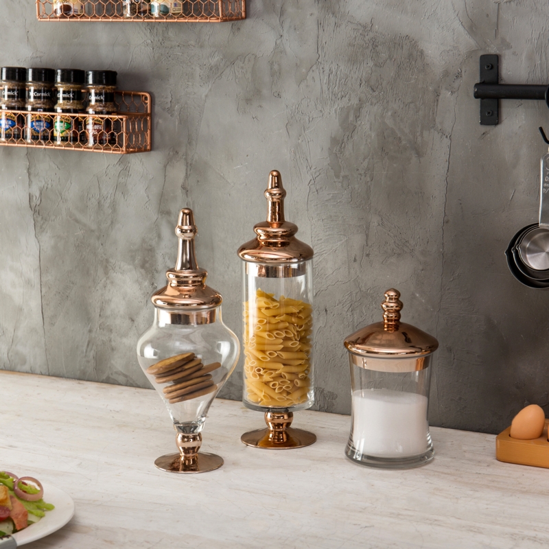 Dyun 3 Piece Glass Apothecary Jar Set