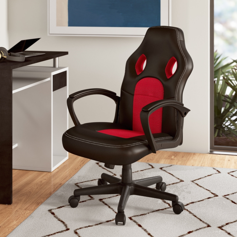 Ebern Designs Adjustable Reclining Ergonomic Faux Leather Swiveling PC & Racing Game Chair