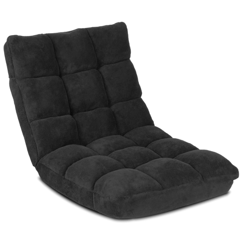 Ebern Designs Reclining Ergonomic Floor Game Chair in Black