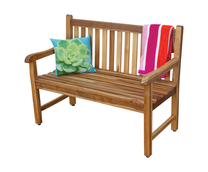  EcoDecors 48 Inch Teak Bench Garden Wood Patio Outdoor Benches Wood Bench for Outdoors Seating