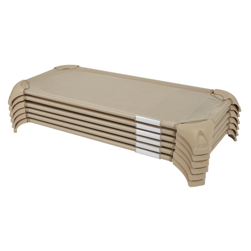 ECR4Kids Stackable Cozy Cot with Storage, Classroom Furniture, Sand, 6-Pack