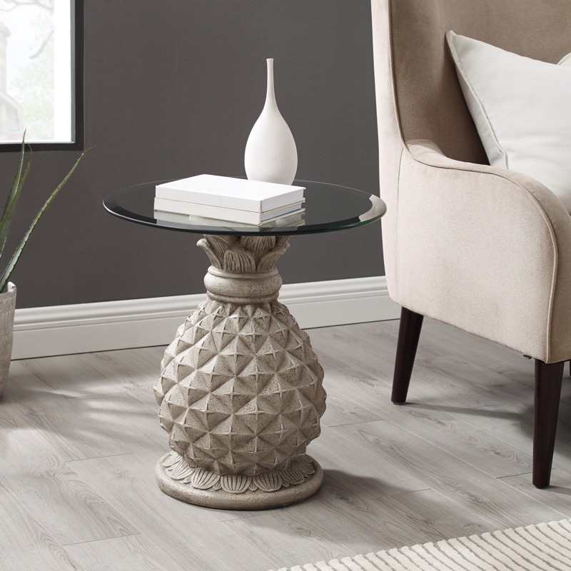 Ehmann Glass Top Figurine End Table