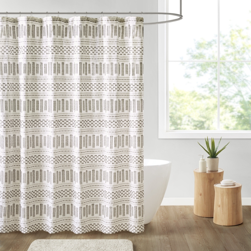 Emelia-Jane Cotton Geometric Shower Curtain
