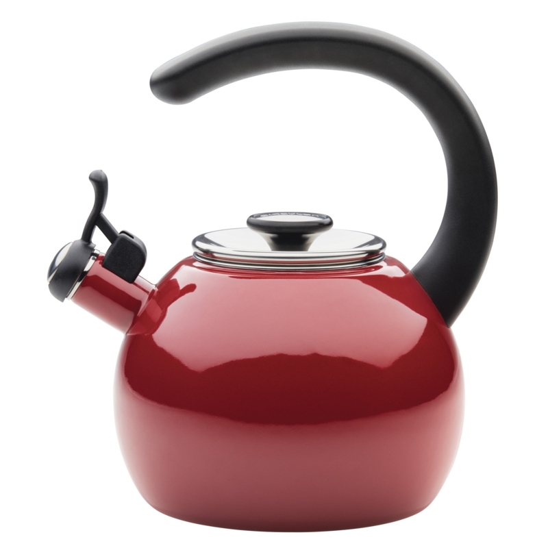 Enamel On Steel Whistling Induction Teakettle with Flip-Up Spout, 2-Quart