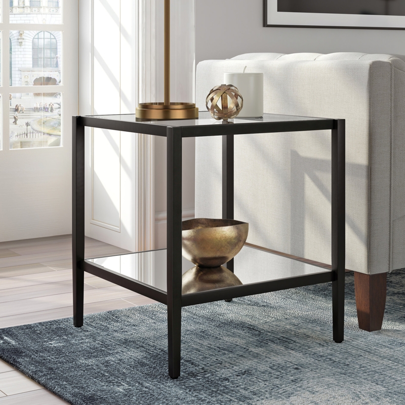 Erika Glass End Table with Storage