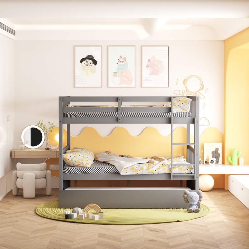 Eudon Kids Full Over Full Bunk Bed with Trundle
