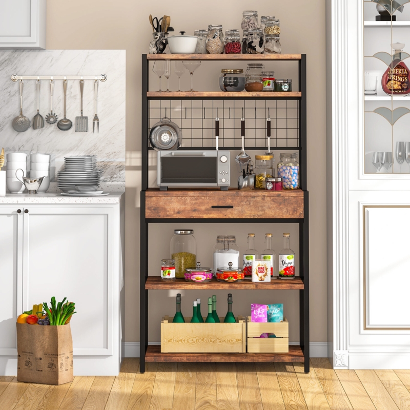 Ezrael 31.5'' Steel Standard Baker's Rack with Microwave Compatibility