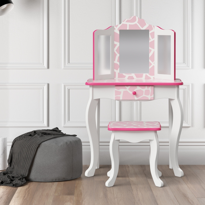 Fashion Prints Kids Vanity Set with Mirror