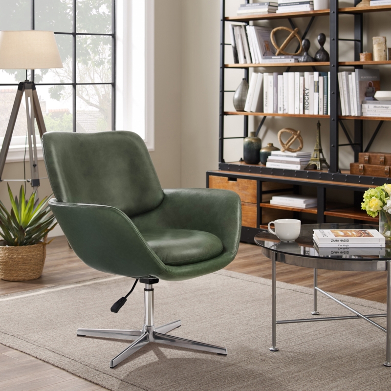 Faux Leather Swivel Armchair