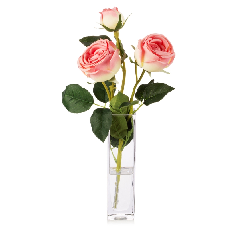Faux Silk Rose Arrangement in Vase