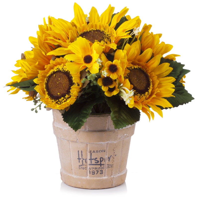 Faux Silk Sunflowers Arrangement in Pot