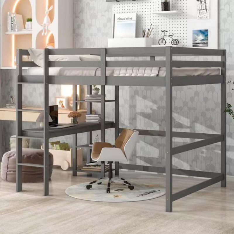 Ferdi Full Loft Bed with Shelves and Desk
