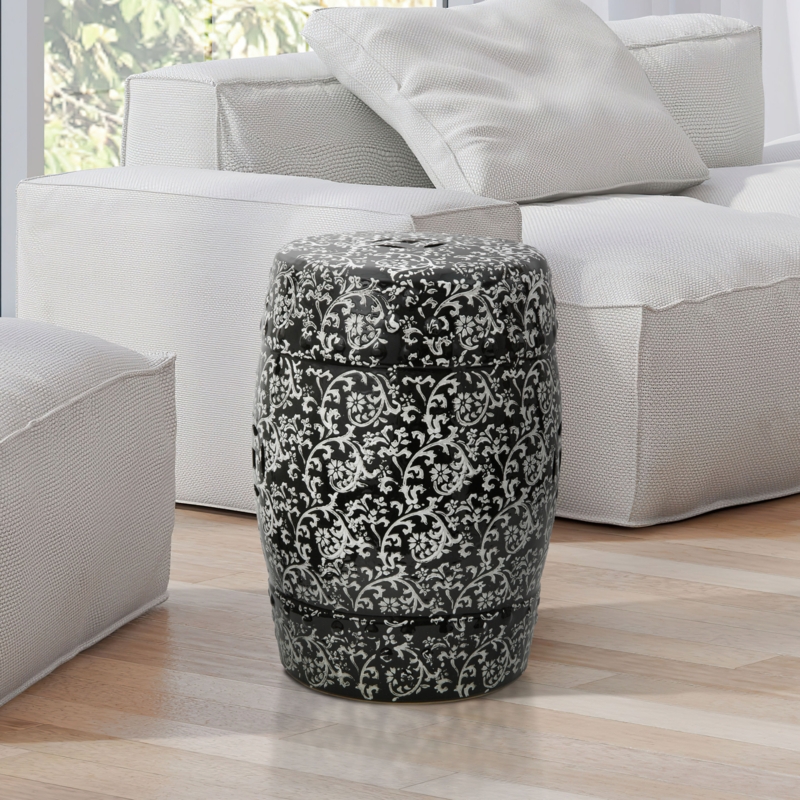 Floral Porcelain Garden Stool