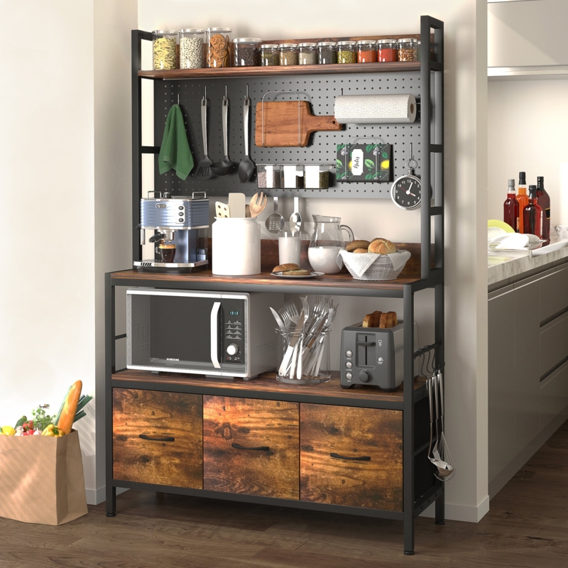 Fluharty 39.37'' Steel Baker's Rack with Microwave Compatibility