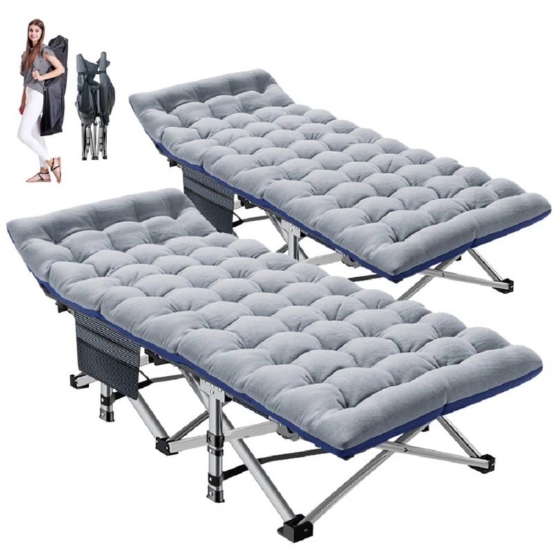 Folding and Collapsible Military Portable Cot,Camping Cot with Carrying Bag & Mattress (Set of 2)