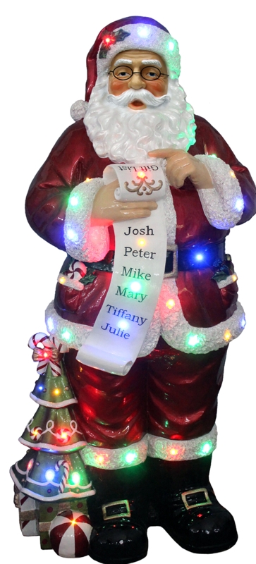 Fraser Hill Farm Indoor/Outdoor Oversized Christmas Decor With Long-Lasting Led Lights, 4-Ft. Santa Claus Holding Naughty & Nice Scroll, Ffrs052-Sc1-Rd