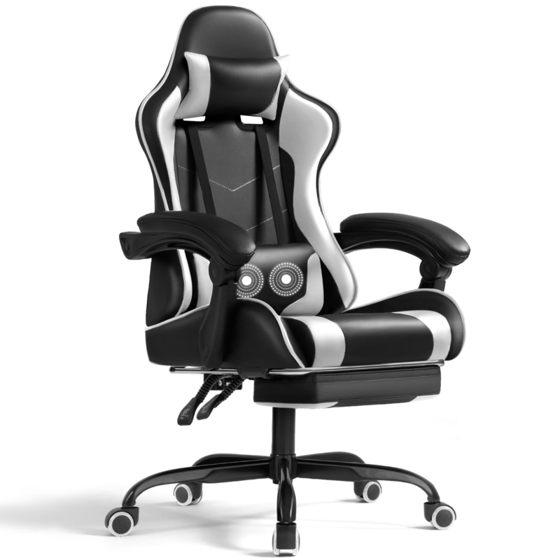 Freeport Park Adjustable Reclining Ergonomic Faux Leather Swiveling PC & Racing Game Chair with Footrest