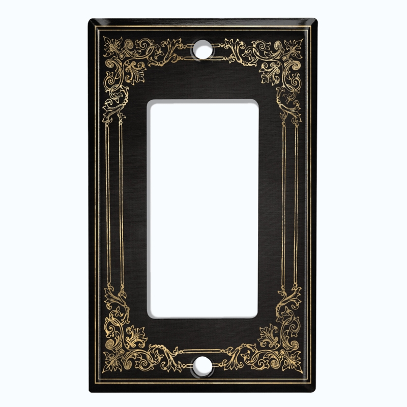French Victorian Frame Black 10 Patterned 1 - Gang Rocker Standard Wall Plate