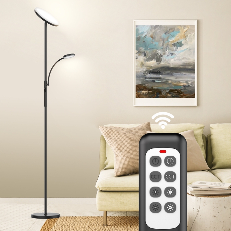 Gaillac 68.9 Black LED Floor Lamp with Remote Control