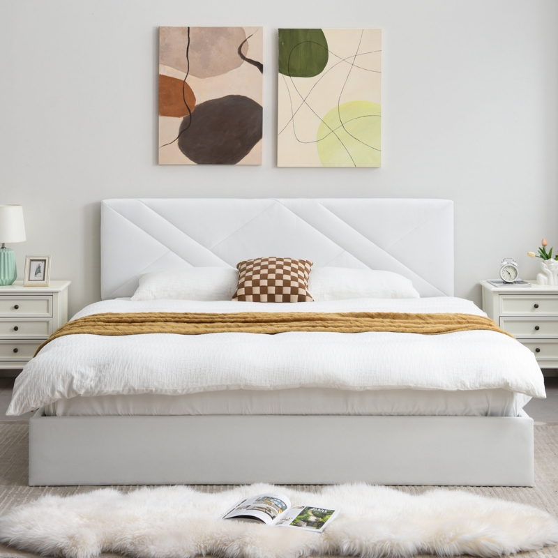 Gaillarde Linen Hydraulic Lift Up Storage Upholstered Platform Bed