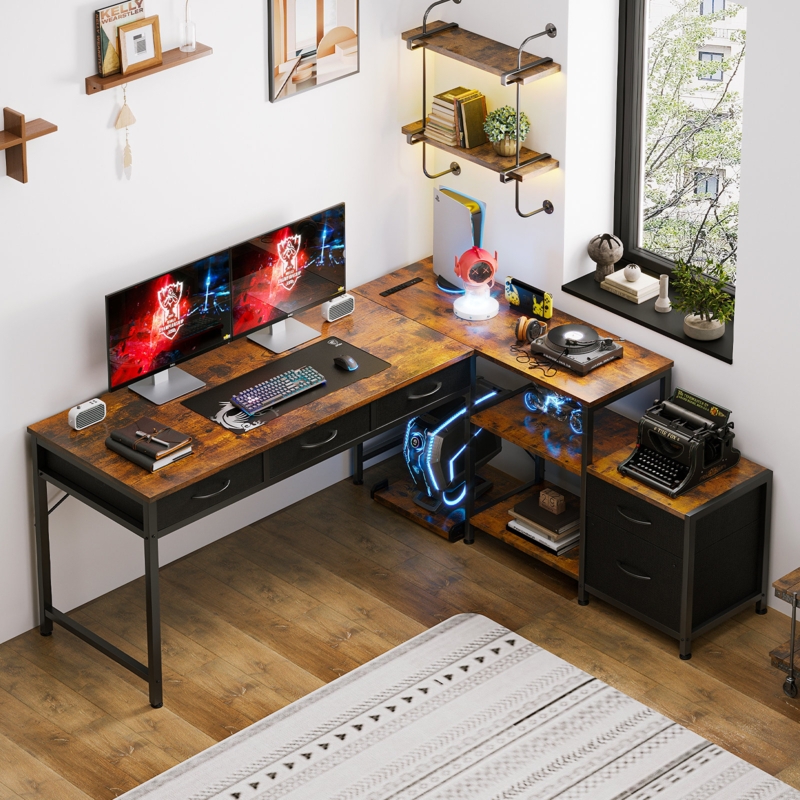 Gardina 61.02'' W L-Shaped Computer Desk with and Cabinet