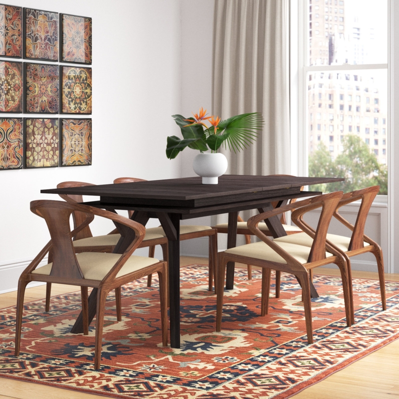 Giovanny Rectangular Extension Dining Table, Dark Tobacco