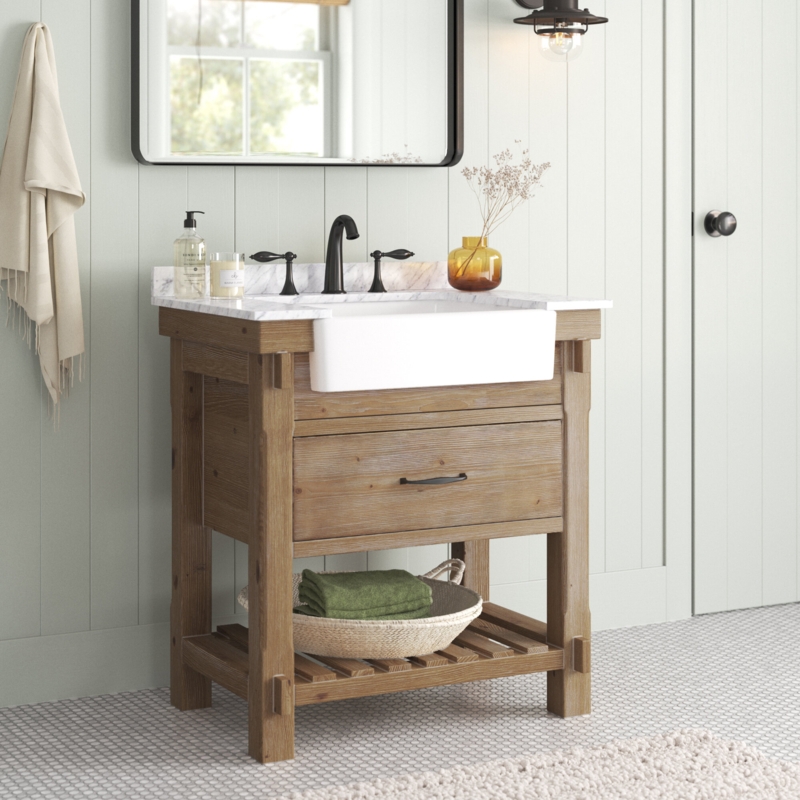 Giuliana 30'' Single Bathroom Vanity with Carrara Marble Top