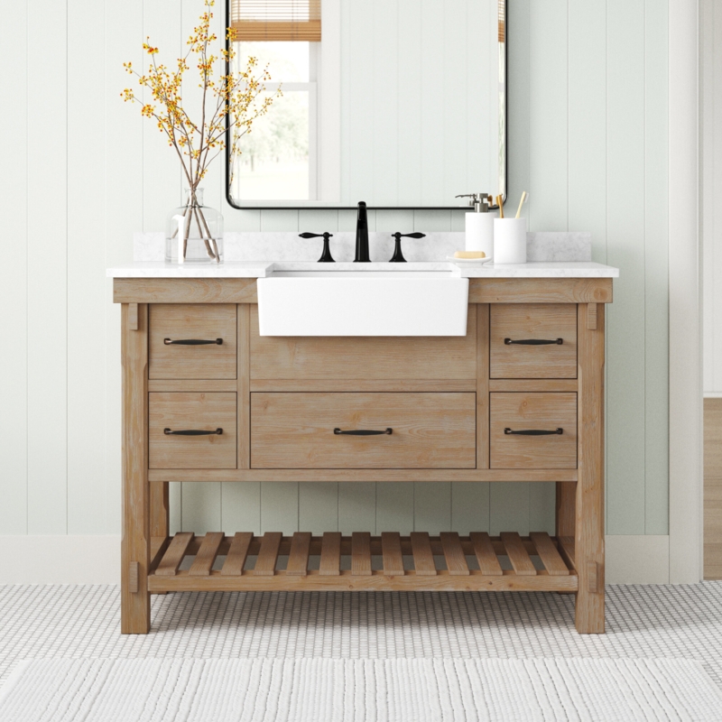 Giuliana 48'' Single Bathroom Vanity with Carrara Marble Top