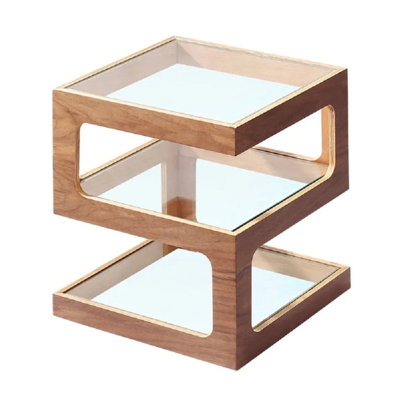 Glass Top Floor Shelf End Table